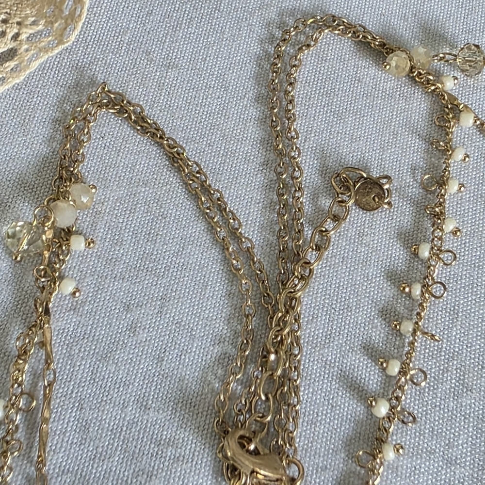 Double Choker Necklace Set Crochet and Double Strand Chain - Picture 11 of 11